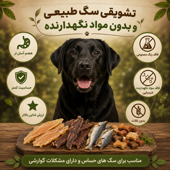 تشویقی سگ طبیعی و بدون مواد نگهدارنده