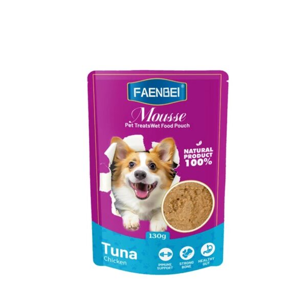 پوچ سگ فنبی مدل Mousse طعم ماهی تن و مرغ وزن 130 گرم